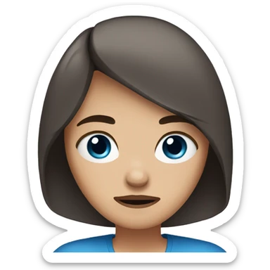 woman with dark brown straight hair and blue eyes crying sticker