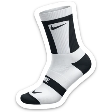 white sock, with black nike logo socks, dri-fit socks sticker