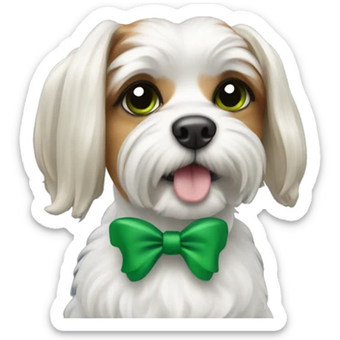Biewer dog with green bow sticker