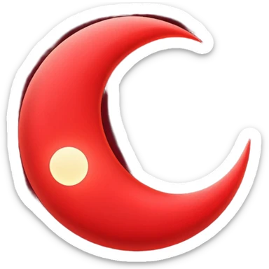 red crescent moon with glowmake it a darker red more burgundy  sticker
