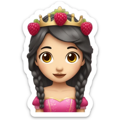 cute Asian raspberry princess with dark hair sticker