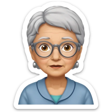 grandmother with glasses and gray hair, grizzle full body sticker
