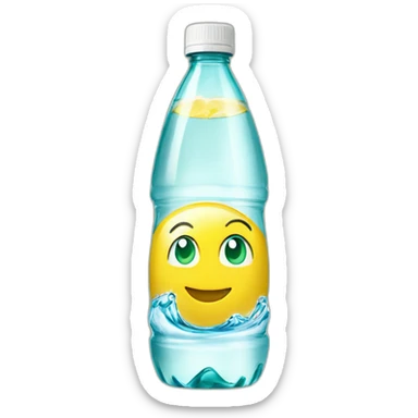 yellow liquid in a poland spring water bottle laying on it's side sticker