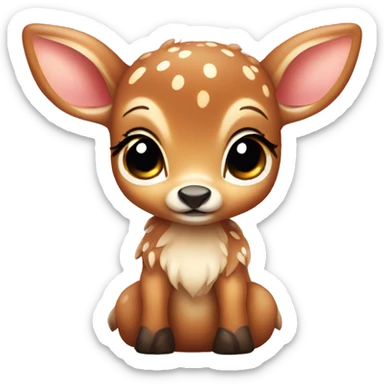A cute baby deer with a bow  sticker