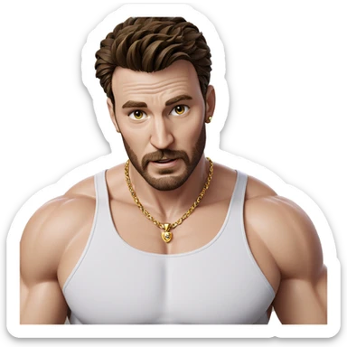 muscular male with jewelry sticker