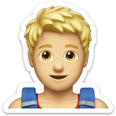 blonde boy in lifeguard tank top  sticker