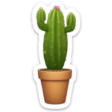A cactus with a face on the pot sticker