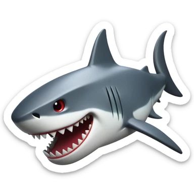 Red brutal badass shark smiling at the camera sticker