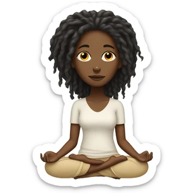 Black girl with locs meditating sticker