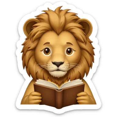 lion reading a book sticker
