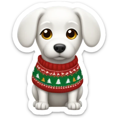 White Dog wearing Christmas sweater  sticker