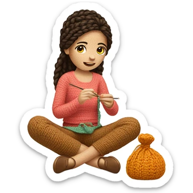 Girl Crocheting sticker