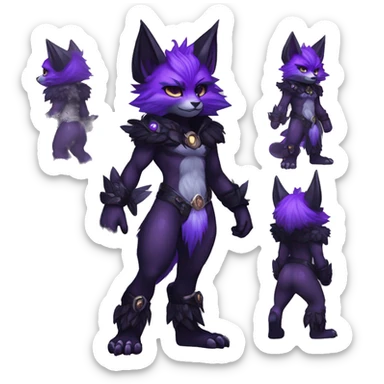 Anthro-Edgy-Cool-Black-Purple-Contrast-Colors-Fantasy-Fur-Sona-Chibi-Shiny-Fakémon-Hybrid full body sticker