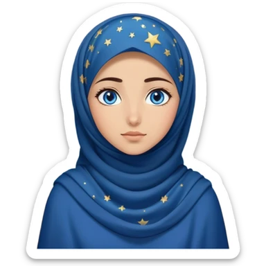Turkish beautiful finish Konya girl blue eyes with starry night hijab dress and watching the sky on the ground  sticker