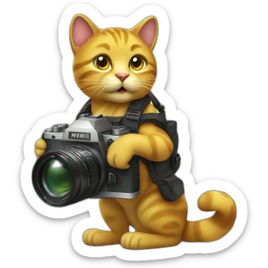 Golden cat Carrying a camera sticker