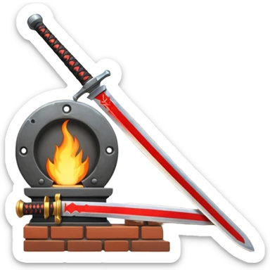 A samurai sword and a forge sticker