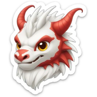 female-dragon-with-white-horns-and-red-and-white-fur sticker