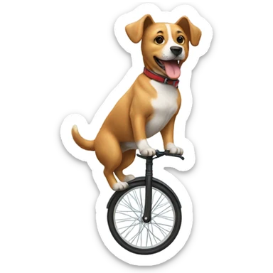 Dog riding a unicycle  sticker