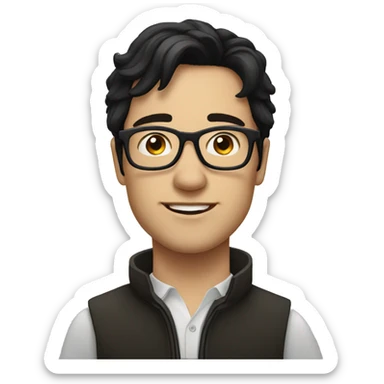 man in glasses black hair, white skin, european, on a horse sticker