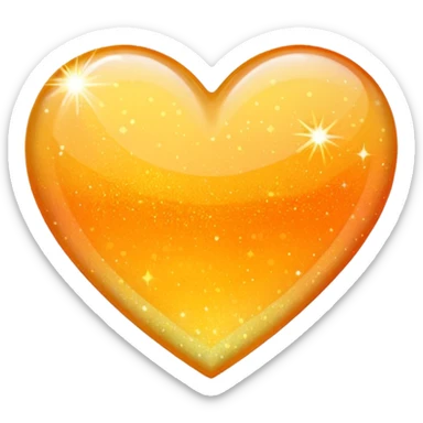 glitter heart, orange to yellow ombre sticker