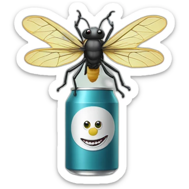 Une mouche sur une canette de monster sticker