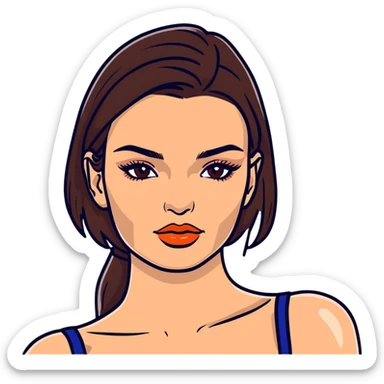 Emily Ratajkowski, glamorous model with dark brown hair, brown eyes, perfect eyebrows sticker