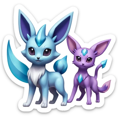 Shiny colorful Glaceon Espeon Pokémon sticker