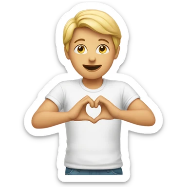 Person making heart with hands sticker