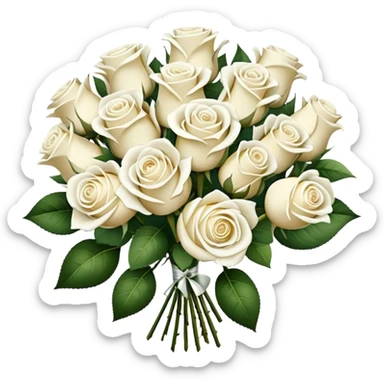 bouquet of 15 white roses sticker