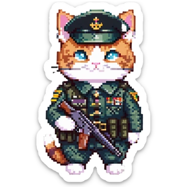 A cat with a gun serving in the ZSU sticker