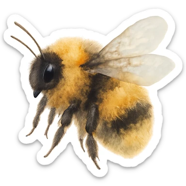 watercolor style fluffy bee sticker