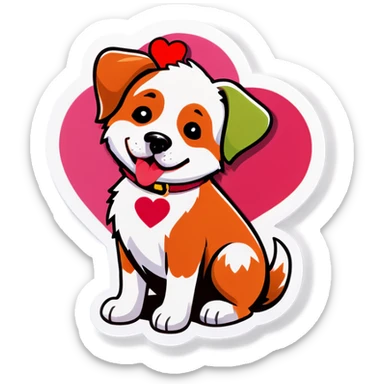 Valentine dog sticker