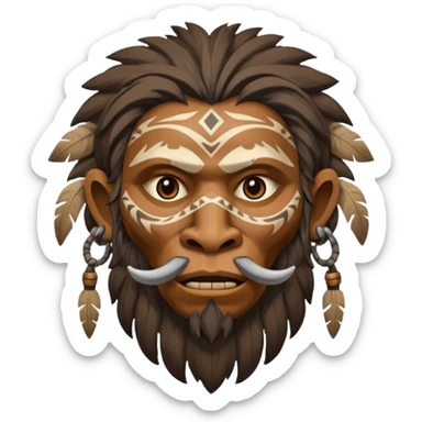 cave man with ritual mask sticker