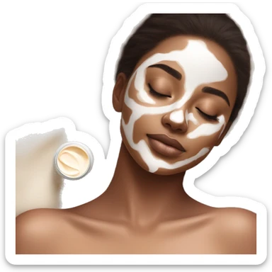 pretty brunette girl sleeping with cream coloured moisturiser face mask soft textures and ethereal glow sticker