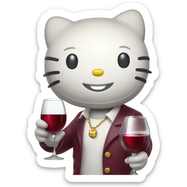 Hello Kitty drinking red wine sticker