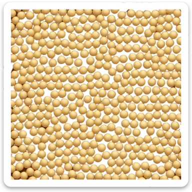 loose scatter of small round seeds in warm yellow to light brown tones, matte, slightly textured surface, grains in varied sizes, clustered or gently dispersed in a natural pile, no bowl or extras, soft lighting, subtle shadows, emoji scale sticker