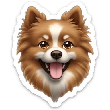 Spitz dog happy face only chocolate brown color hairy sticker