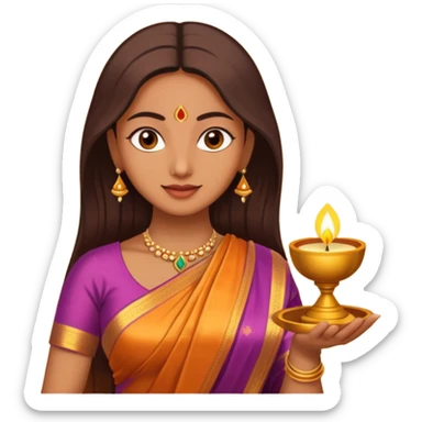 diwali woman with diwali sticker