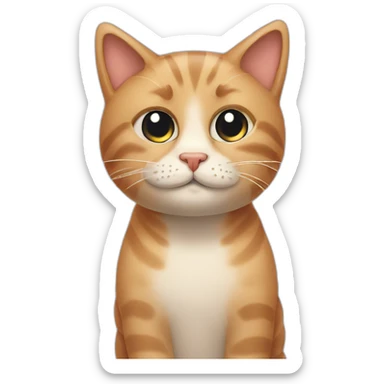 Cat smiling but sad with a tear sticker