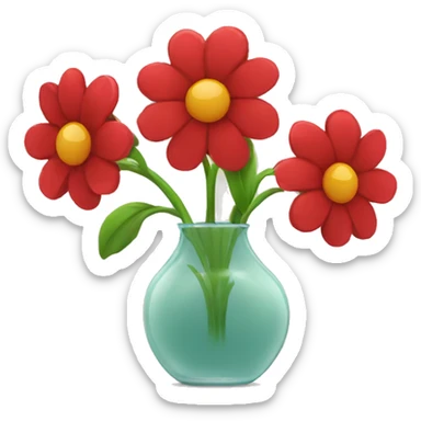 Three red flowers in a vase sticker