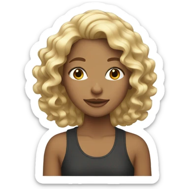 Tan girl with blond curly hair sticker