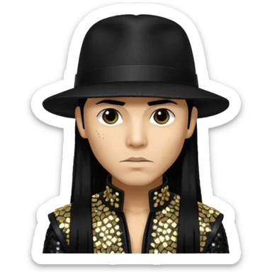Taboo from Black Eyed Peas with long black hair, black sequin outfit  sticker