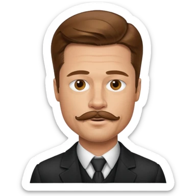 brad pitt with stache sticker