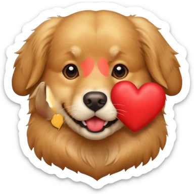 A dog holding a heart in its mouth (modelled after a Golden Retriever) sticker