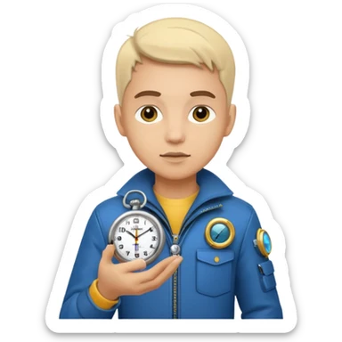 future Explorer with futuristic pocket watch sticker