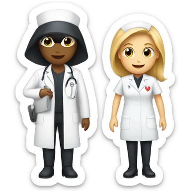 A nurse with a spy sticker