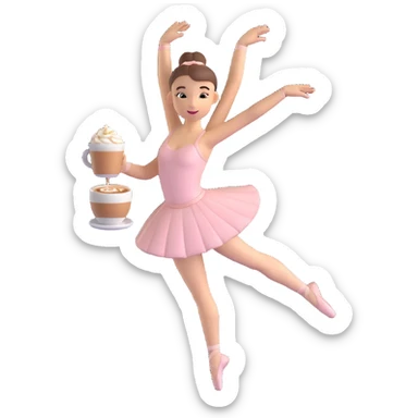 A ballerina holding a cup of cappuccino sticker