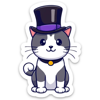 A cat elegant wearing top hat  sticker