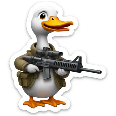 Silly goose with machine gun sticker