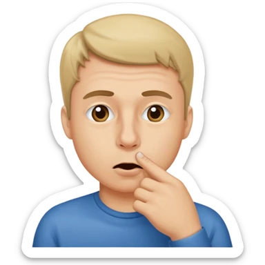 Create an emoji that is picking his nose make it a circle emoji  sticker